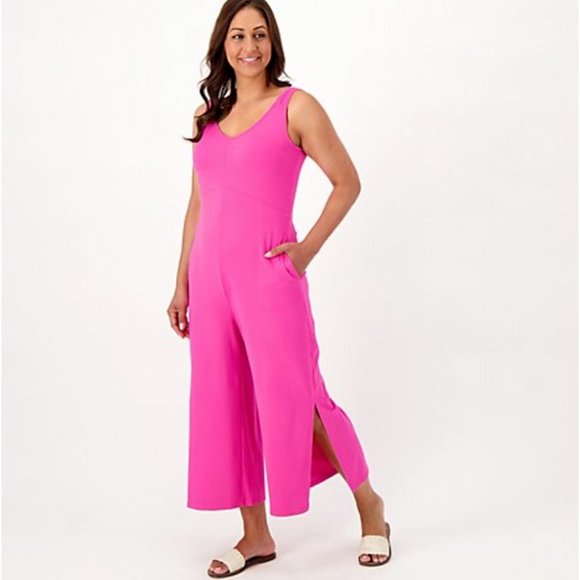 Cuddl Duds Wide Leg Flexwear V Neck Jumpsuit  Navy Blue A587647 - Picture 4 of 4